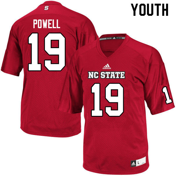 Youth #19 Cecil Powell NC State Wolfpack College Football Jerseys Sale-Red - Click Image to Close